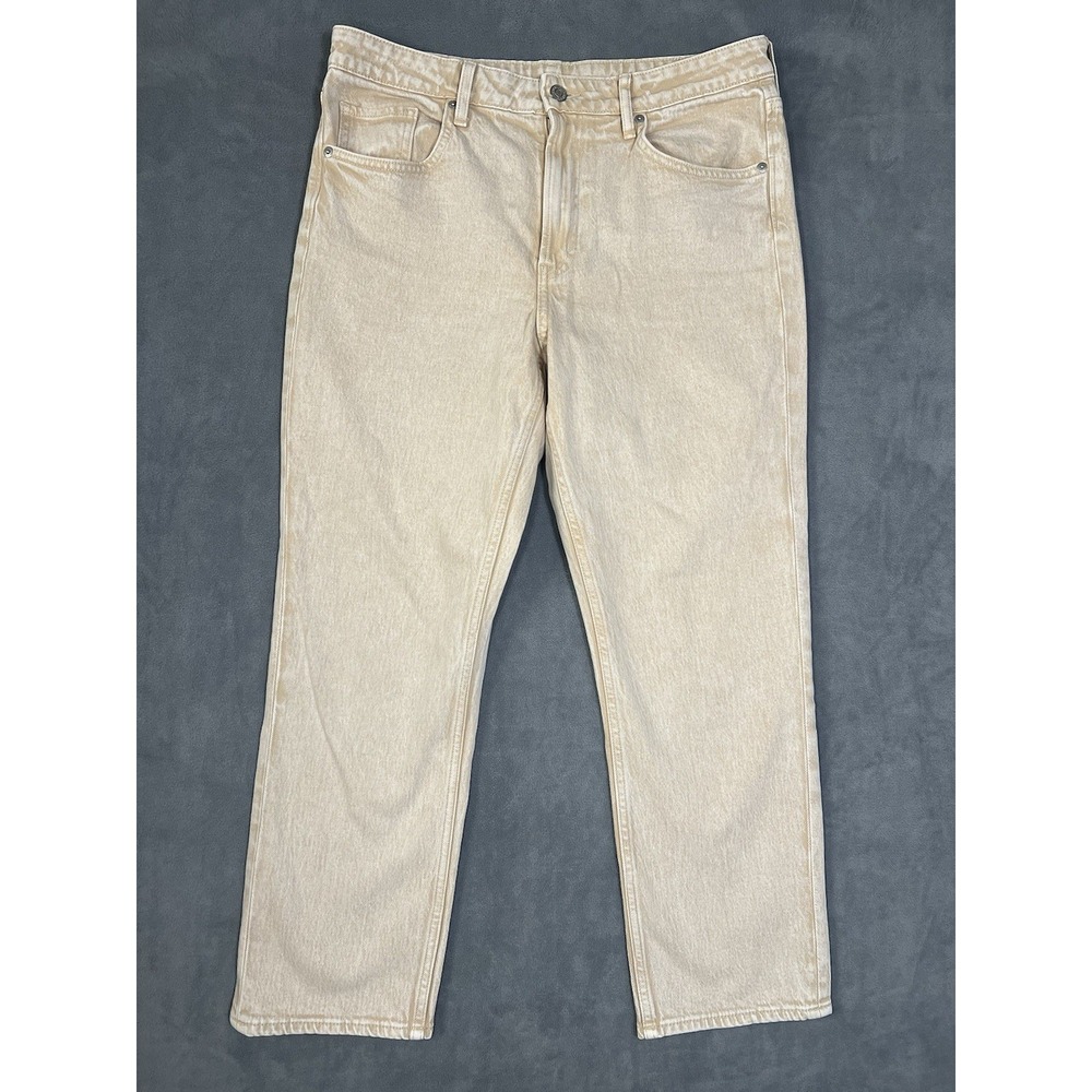 H&M Women's Slim Straight Regular Fit High Waist Ankle Jeans Denim Size 10 Beige